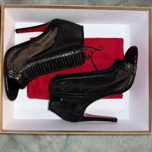 Christian Louboutin Trouble Mesh Peep-Toe Red Sole Booties